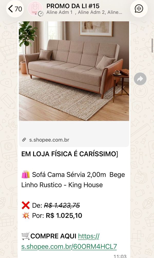 Sofá Cama King House 2m bege linho rústico